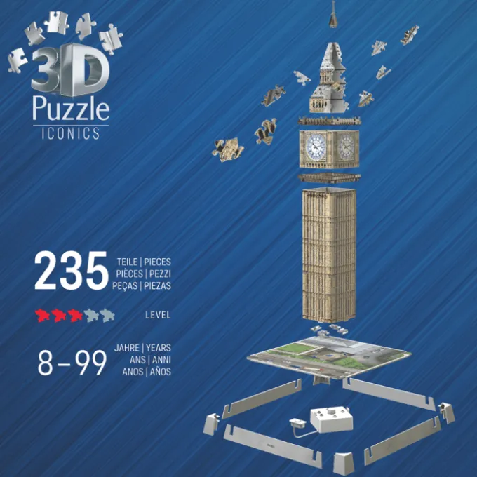 3D LED-puslespill med 216 brikker - Big Ben
