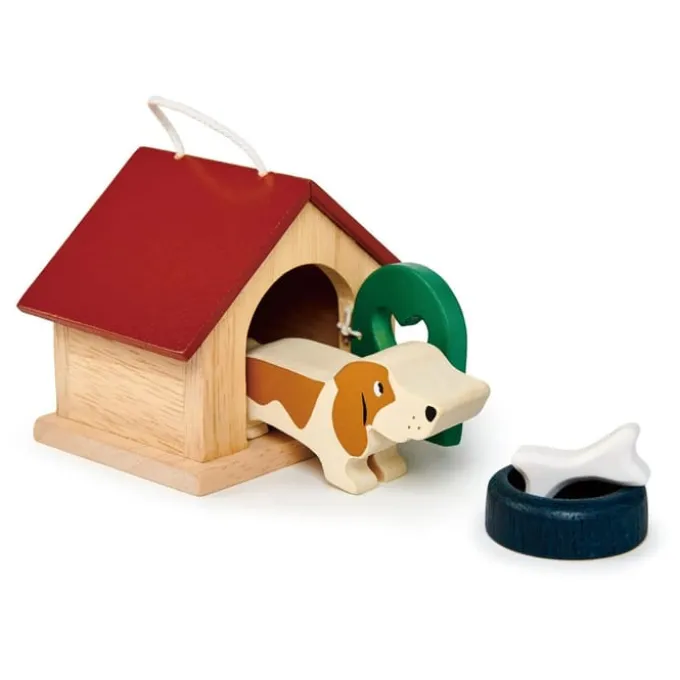 Dukkehus tilbehør - Hundehus m. hund