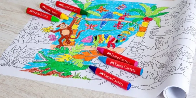Fargeleggingsrull 30 cm x 3,2 m. (Jungel + Hav)
