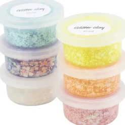 Glitter Clay 6 x 20 ml - Pastellfarger