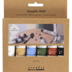 Gouache-maling 20 ml. - Natur, 6 stk.