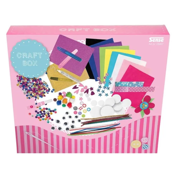 Hobbyboks med kreative materialer