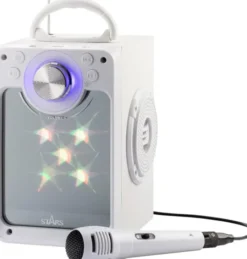Karaokemaskin med bluetooth og lys - Hvit
