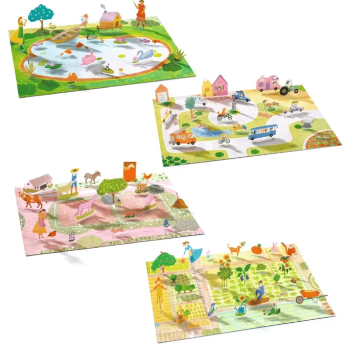Klistremerkespill 3D - Landsbyliv