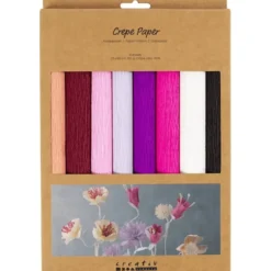 Krepp-papir m. stretch - Lilla/rosa, 8 ark
