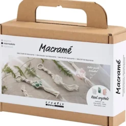 Macramé-sett mini - 3 Nøkkelringer m. krystaller