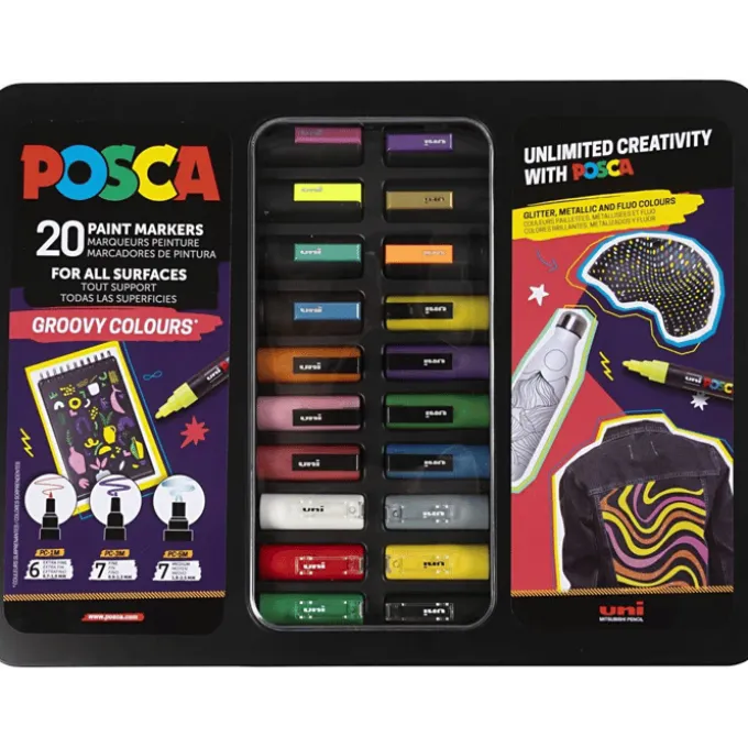 Posca-tusjer i etui – Groovy colours, 20 stk.