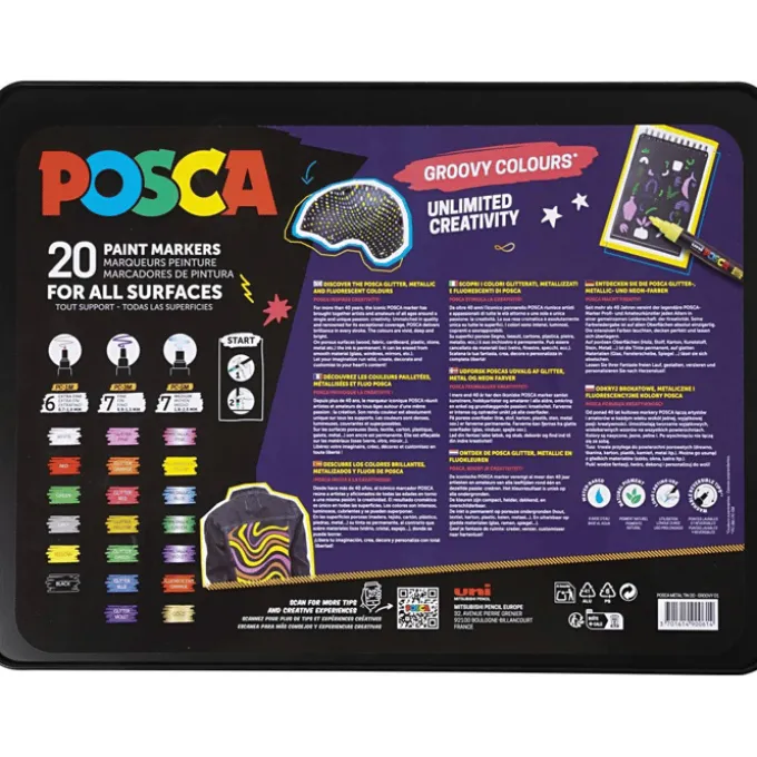 Posca-tusjer i etui – Groovy colours, 20 stk.