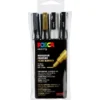 Posca-tusjer PC-3M – Svart/gull/sølv/hvit, 4 stk.