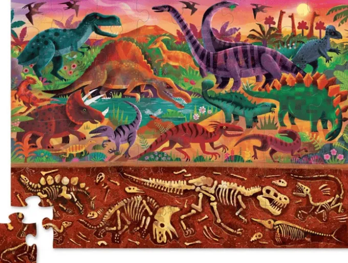 Puslespill m. 48 stk. - Over/Under - Dino World