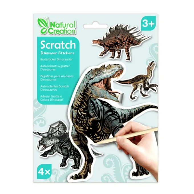 Scratch klistremerker - Dinosaurer, 4 stk.
