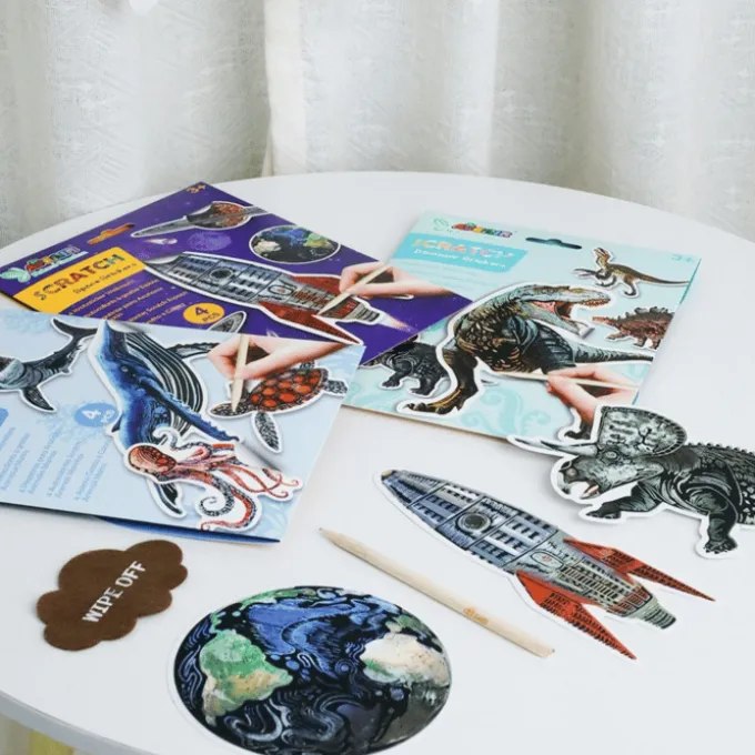 Scratch klistremerker - Dinosaurer, 4 stk.