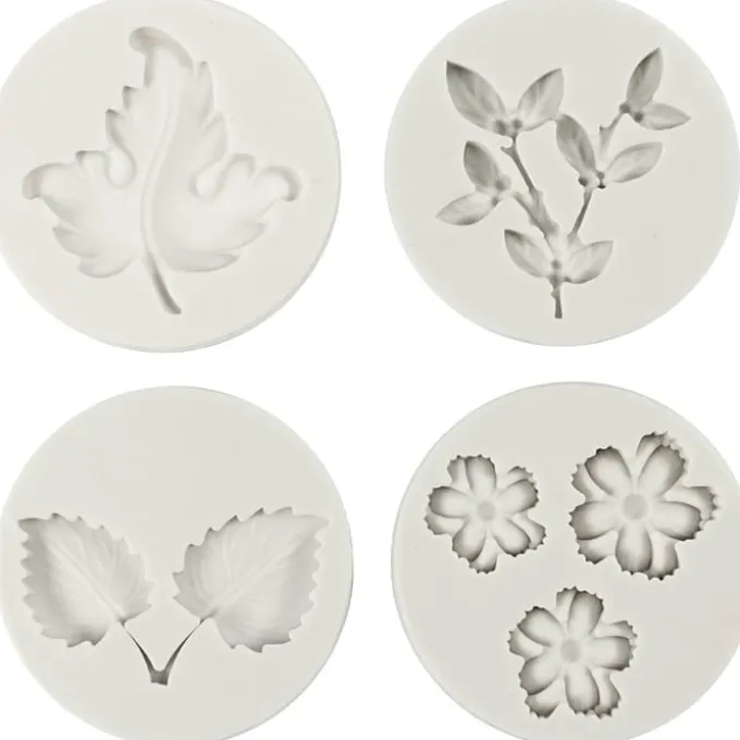 Silikonform - Blader & blomster, 6 motiver