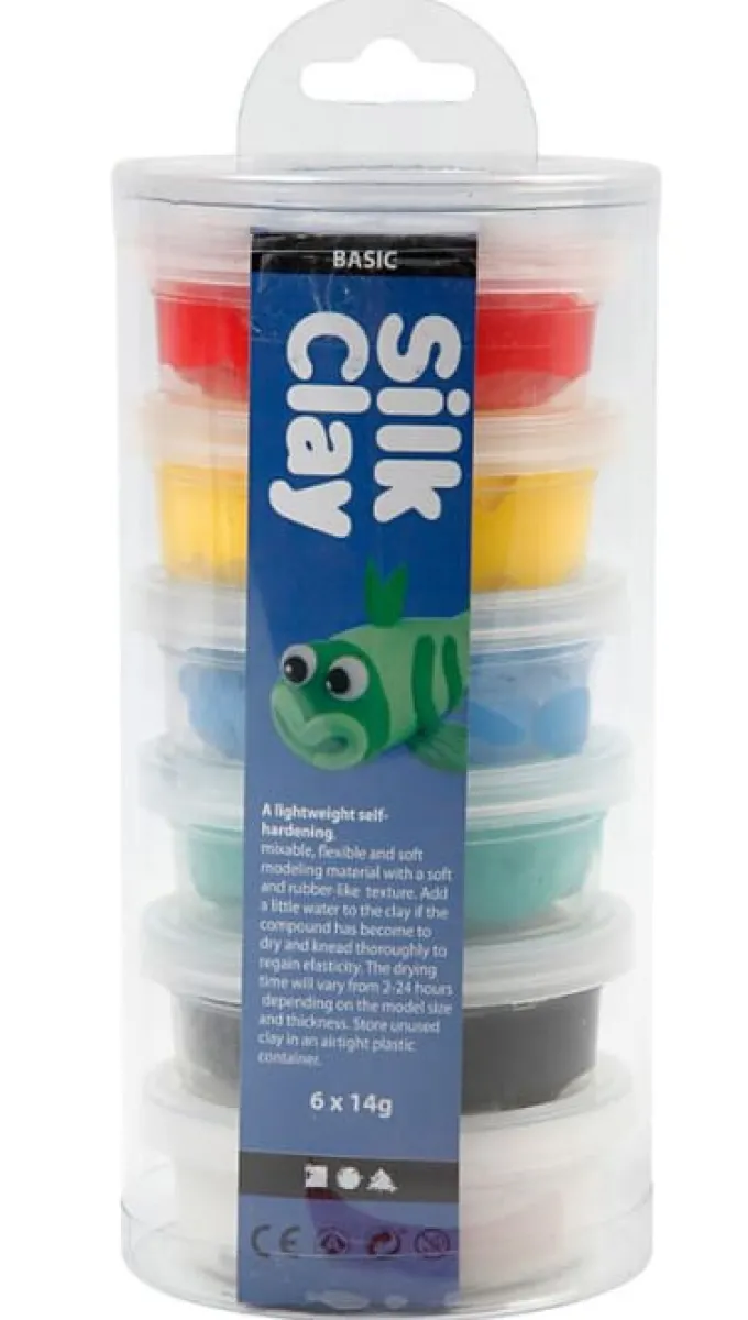 Silk Clay 6 x14 gr. - Basisfarger