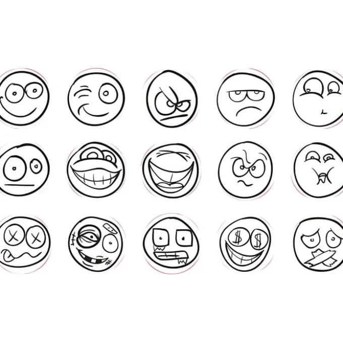 Stempelsett - Smiley, 15 stk
